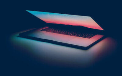 MacBook at twilight